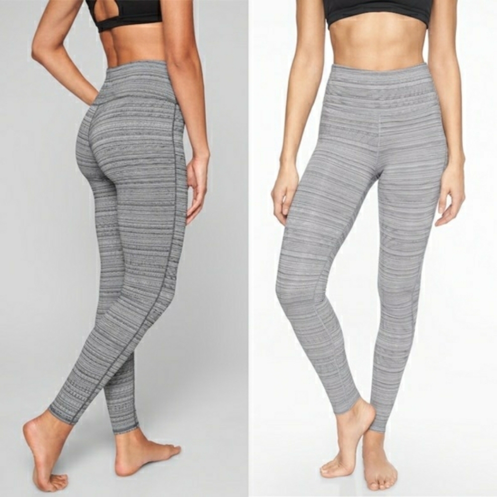 Athleta High Rise Gray Jacquard Chaturanga Tight XS